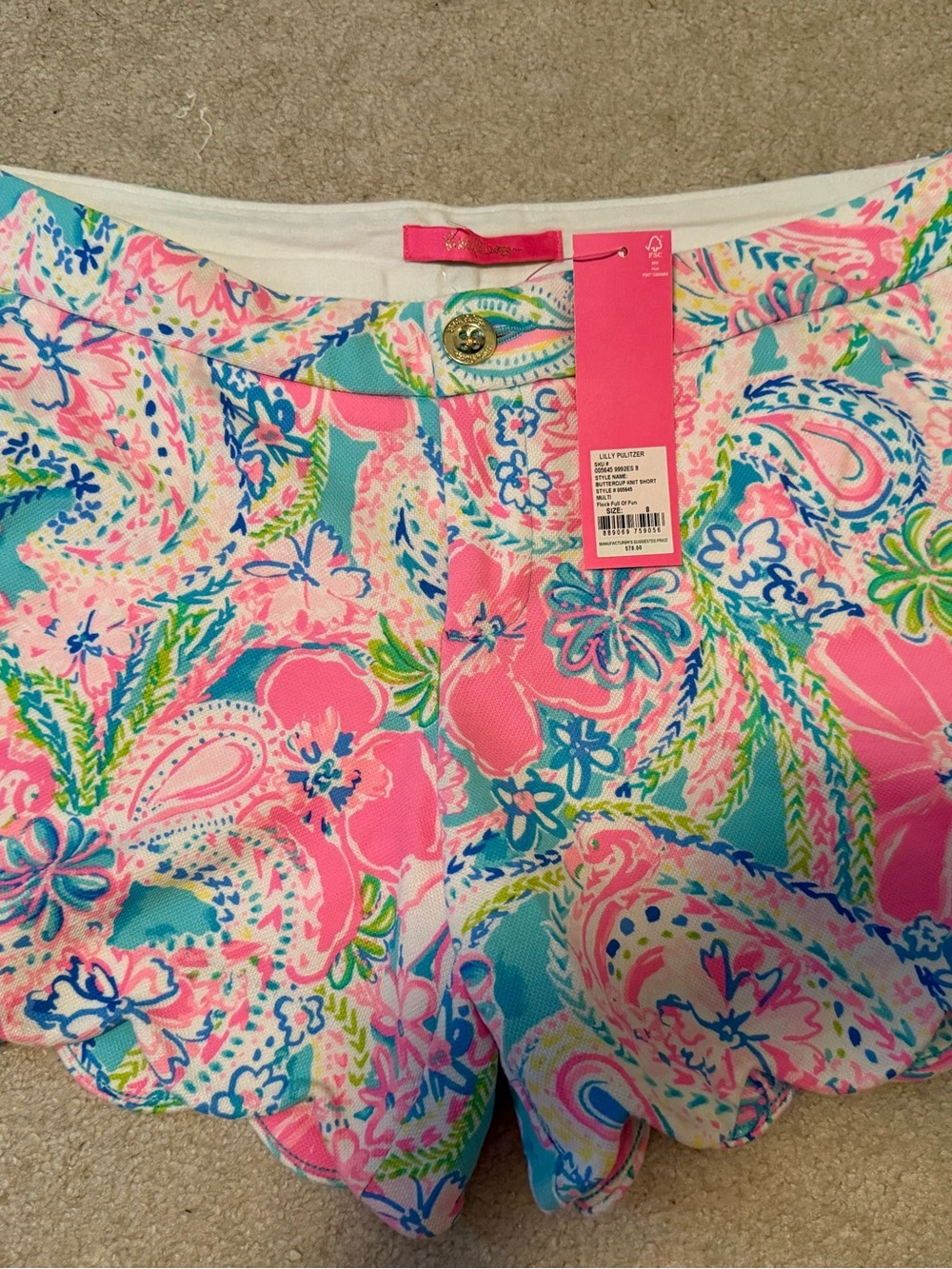 New! Lilly Pulitzer Buttercup Knit Shorts size 8 - Picture 4 of 4